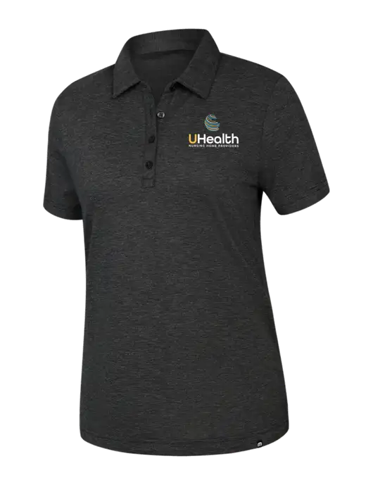 TravisMathew Womens Black Heather Sunnyvale Polo w/Uhealth Logo