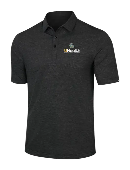 TravisMathew Black Heather Sunnyvale Polo w/Uhealth Logo