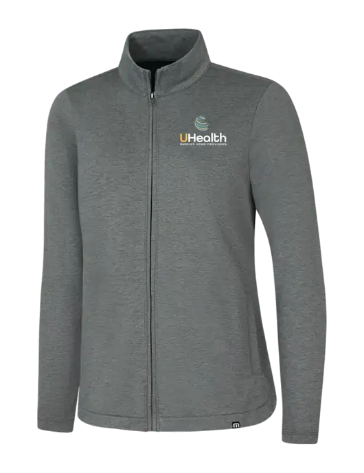TravisMathew Womens Dark Grey Heather Coveside Full-Zip w/Uhealth Logo