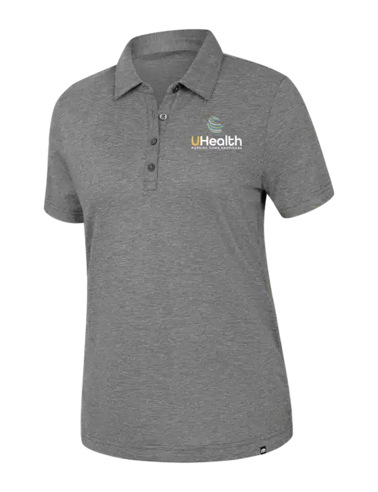 TravisMathew Womens Dark Grey Heather Sunnyvale Polo w/Uhealth Logo