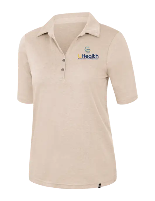 TravisMathew Womens Light Tan Heather Sunsetters Polo w/Uhealth Logo
