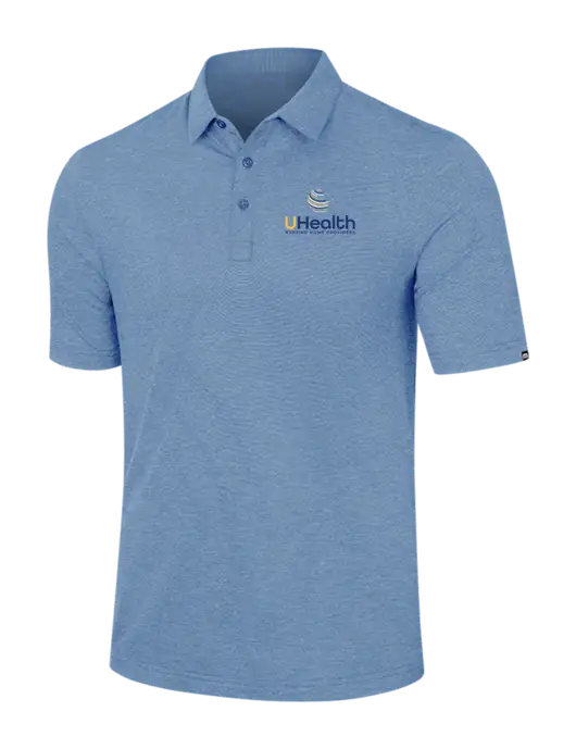 TravisMathew Light Blue Heather Sunnyvale Polo w/Uhealth Logo