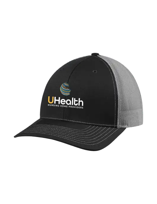 Richardson Adjustable Snapback Original 112 Trucker Cap Black w/Charcoal Mesh w/Uhealth Logo