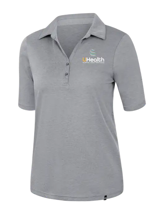 TravisMathew Womens Medium Grey Heather Sunsetters Polo w/Uhealth Logo