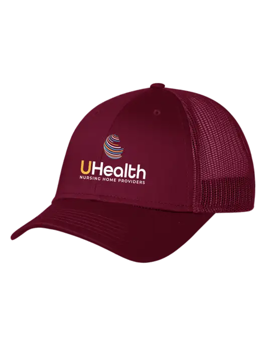 Maroon Mesh Trucker Cap Snap Back w/Uhealth Logo