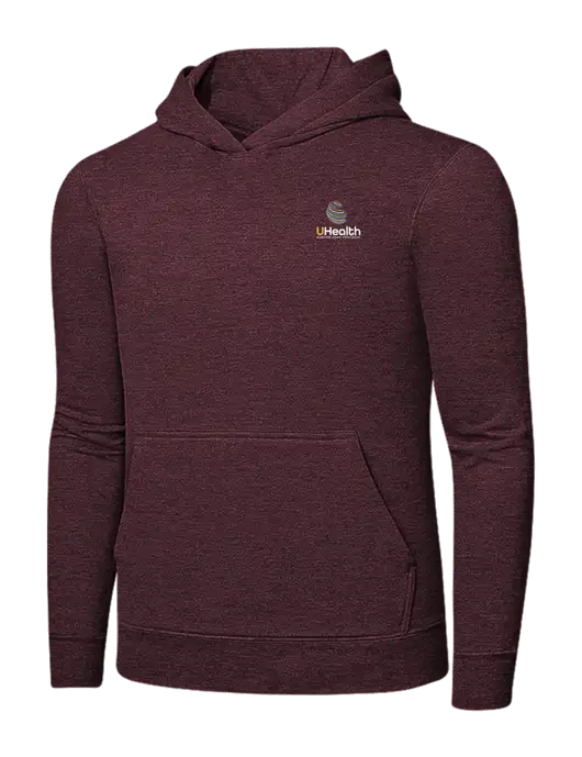 Heather Maroon 7.8 oz Ring Spun Hooded Sweatshirt w/Uhealth Logo