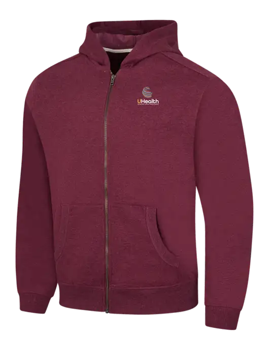 Maroon Heather Re-Fleece Full-Zip Hoodie w/Uhealth Logo