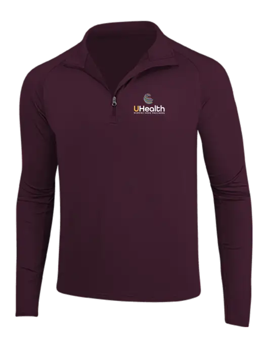 Maroon Sport Wick Stretch 1/4 Zip Pullover w/Uhealth Logo