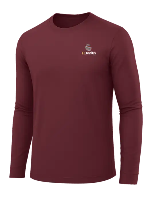 Long Sleeve Maroon PosiCharge Competitor Tee w/Uhealth Logo