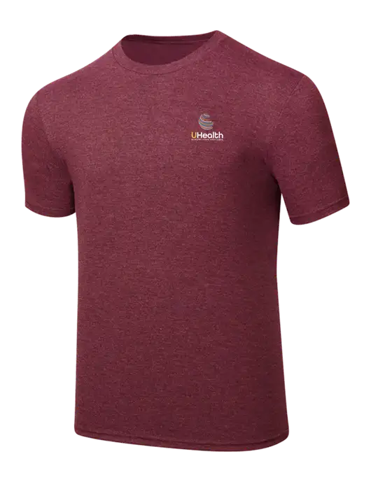 Simply Soft Maroon Frost 4.5oz  Poly/Combed Ring Spun Cotton T-Shirt w/Uhealth Logo