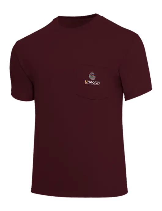 Core Blend Maroon Pocket T-Shirt w/Uhealth Logo