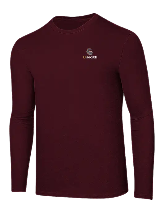 Ring Spun Maroon 4.5 oz Long Sleeve T-Shirt w/Uhealth Logo