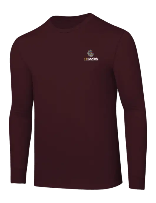 Core Blend Maroon Long Sleeve Tee w/Uhealth Logo