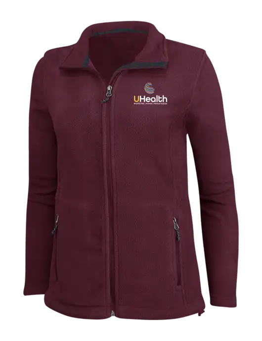Womens Maroon Fleece Jacket w/Uhealth Logo