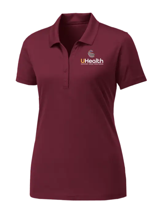 Womens Maroon PosiCharge Competitor Polo w/Uhealth Logo