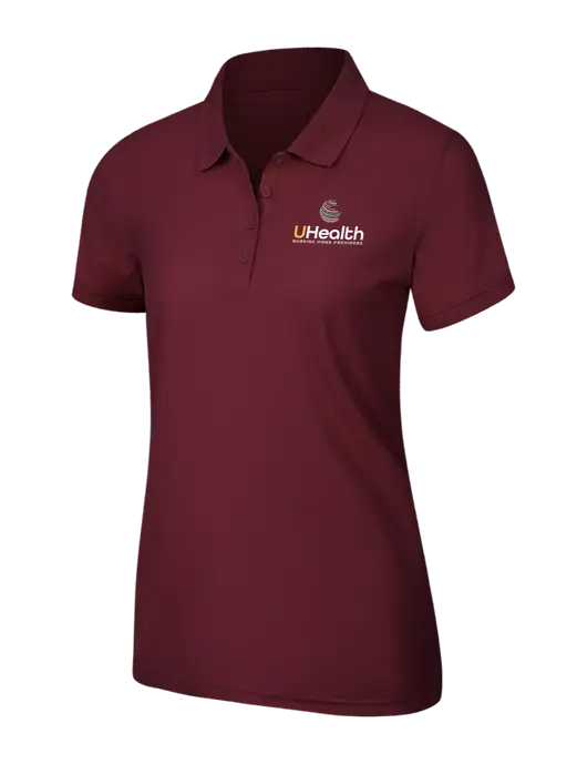Maroon Womens Core Classic Pique Polo w/Uhealth Logo