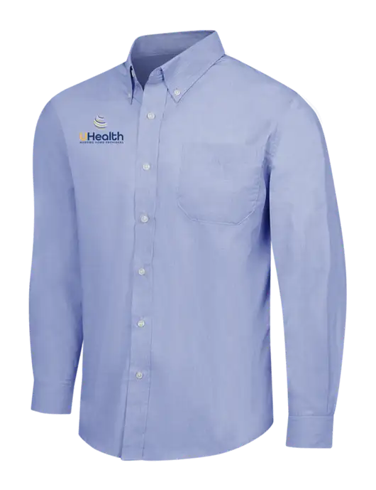 Light Slate Blue Crosshatch Easy Care Shirt w/Uhealth Logo