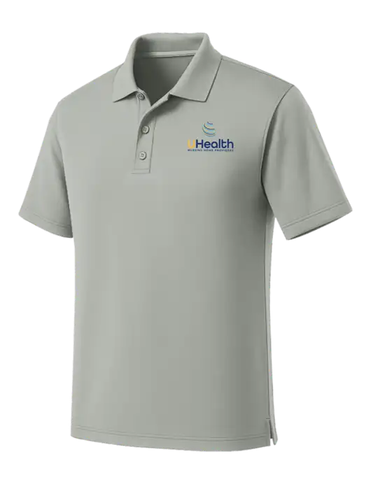 Light Grey Dry Zone UV Micro Mesh Polo w/Uhealth Logo