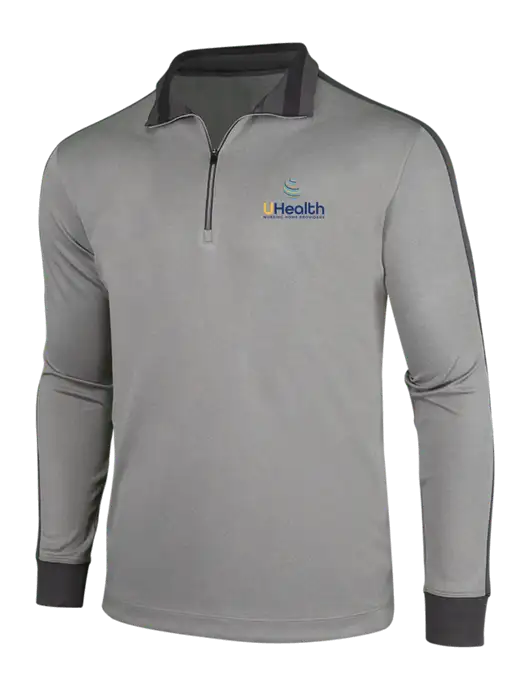 NIKE Athletic Grey/Heather Dark Grey Dry-Fit 1/2 Zip Cover-Up w/Uhealth Logo