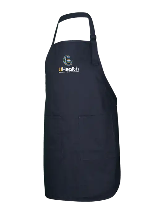 Full-Length Black Apron With Pockets w/Uhealth Logo