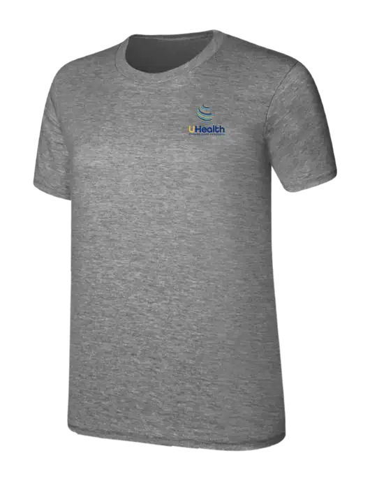 Womens Ring Spun Light Grey Heather 4.5 oz T-Shirt w/Uhealth Logo