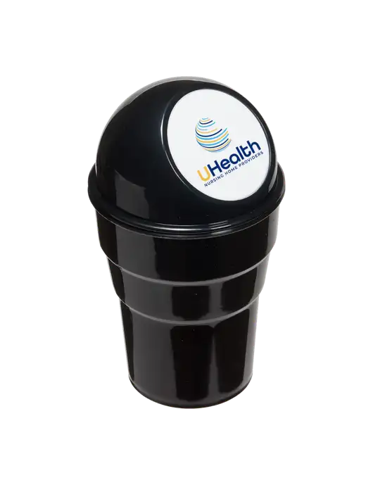 Black Car Cup Holder Trash Can w/Uhealth Logo