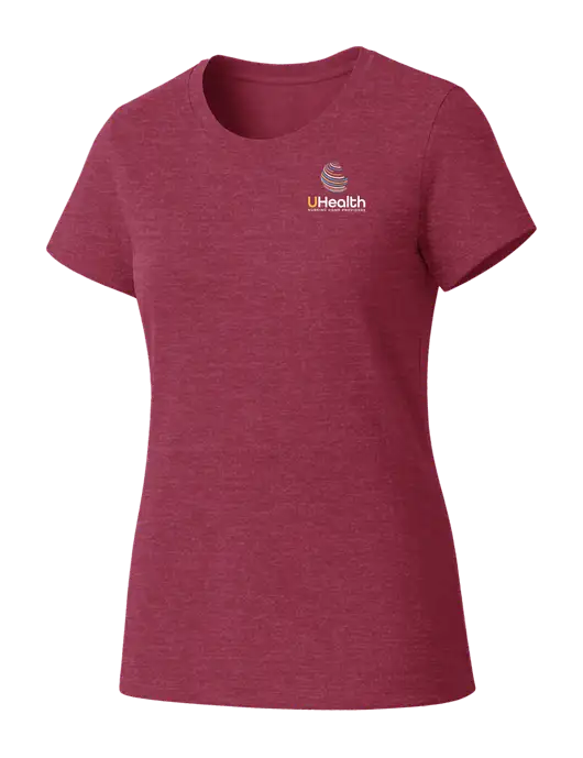 Womens Seriously Soft Heathered Cardinal T-Shirt w/Uhealth Logo