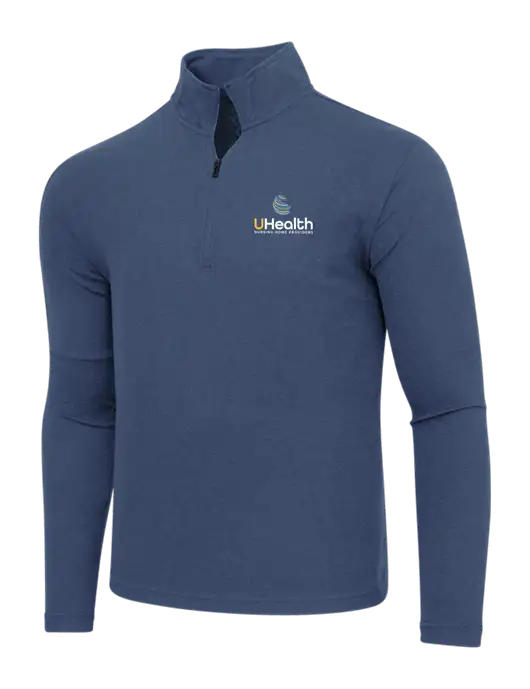 Adidas  Navy  Melange 3 Stripes Quarter Zip Sweater w/Uhealth Logo