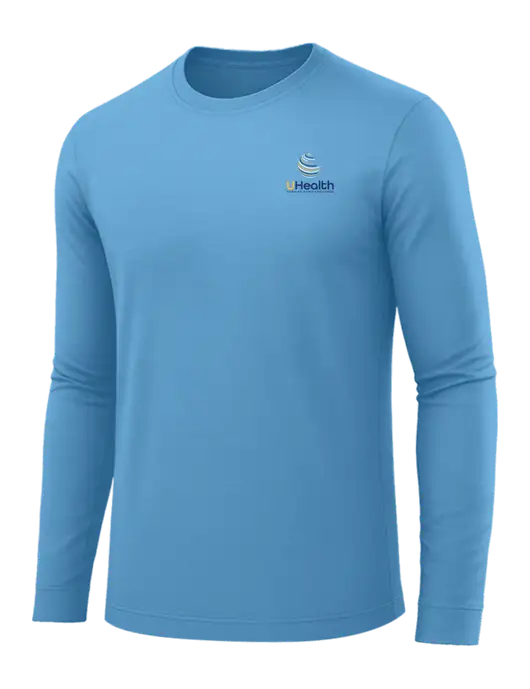 Long Sleeve Carolina Blue PosiCharge Competitor Tee w/Uhealth Logo