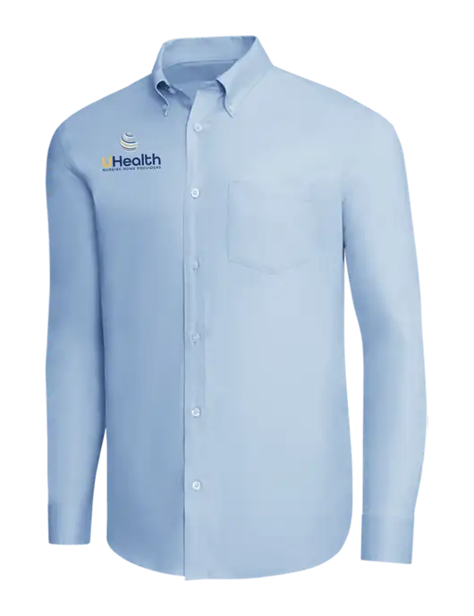 Brooks Brothers Light Blue Wrinkle-Free Stretch Pinpoint Shirt w/Uhealth Logo