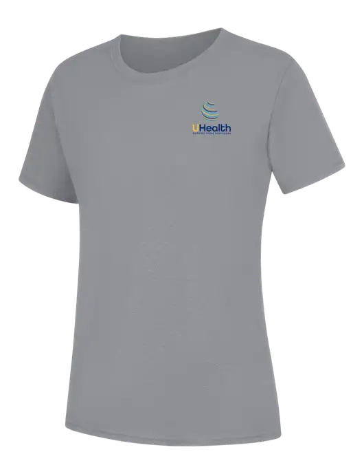 Womens Light Grey Heather Core Blend Tee w/Uhealth Logo