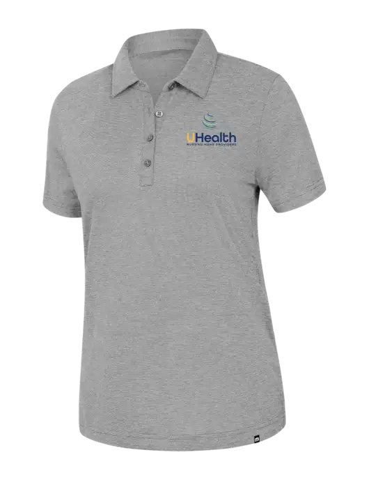 TravisMathew Womens Light Grey Heather Sunnyvale Polo w/Uhealth Logo