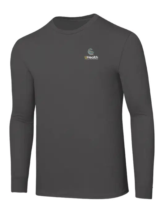 Seriously Soft Dark Grey Long Sleeve T-Shirt w/Uhealth Logo