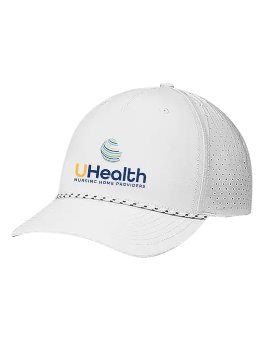 Richardson Laser Perf Performance White/White-Black Rope Cap w/Uhealth Logo