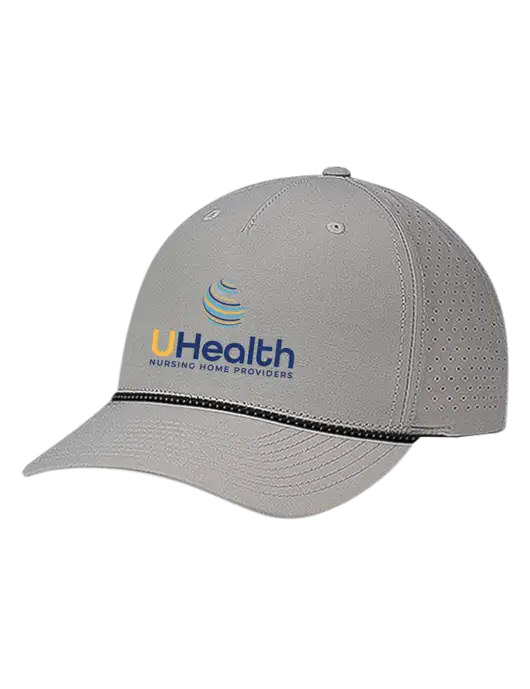 Richardson Laser Perf Performance Light Grey/Black-Grey Rope Cap w/Uhealth Logo