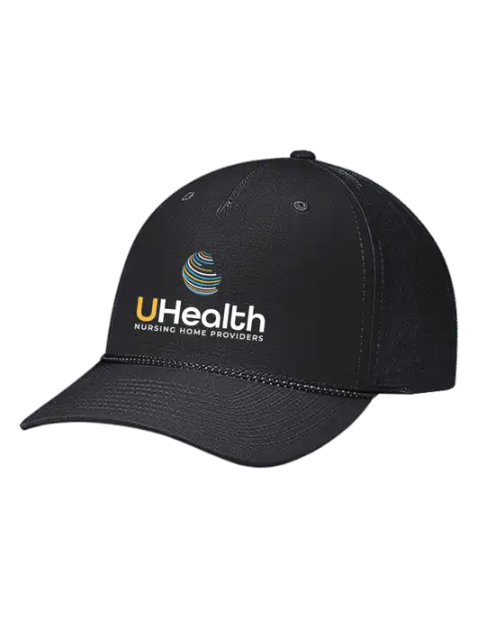 Richardson Laser Perf Performance Black/Black-Grey Rope Cap w/Uhealth Logo