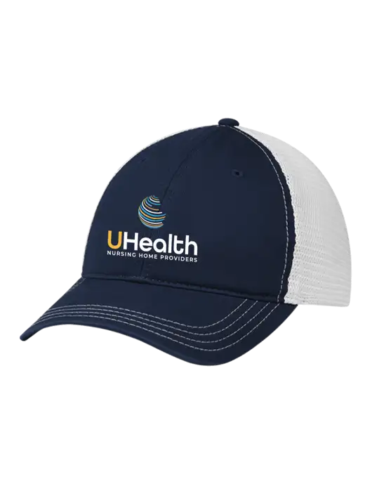 Richardson 111 Garment Washed Trucker Cap Navy w/White Mesh w/Uhealth Logo