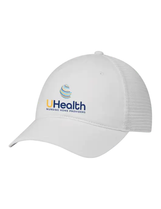 Richardson 111 Garment Washed Trucker Cap White w/White Mesh w/Uhealth Logo