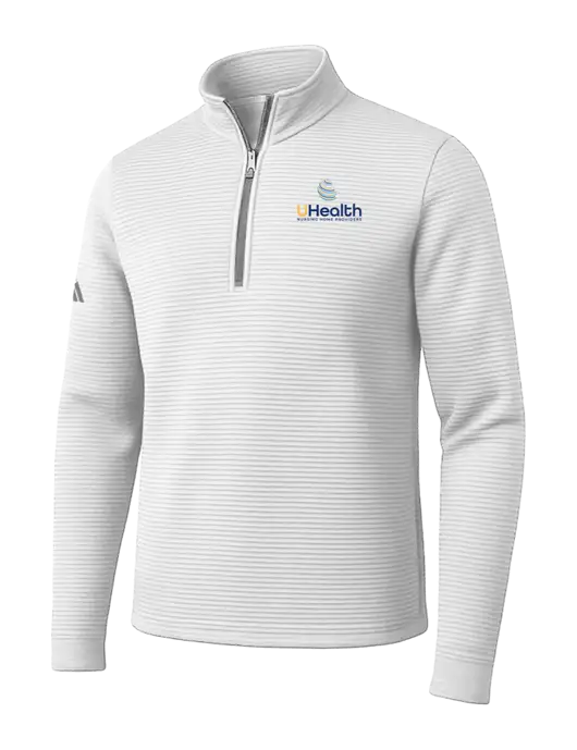 Adidas White Spacer Quarter-Zip Pullover w/Uhealth Logo