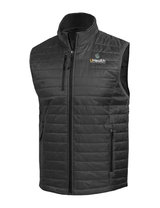 Packable Dark Grey Puffy Vest w/Uhealth Logo