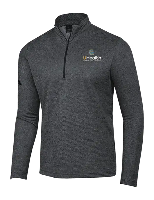 Adidas Black Melange Space Dyed Quarter-Zip Pullover w/Uhealth Logo