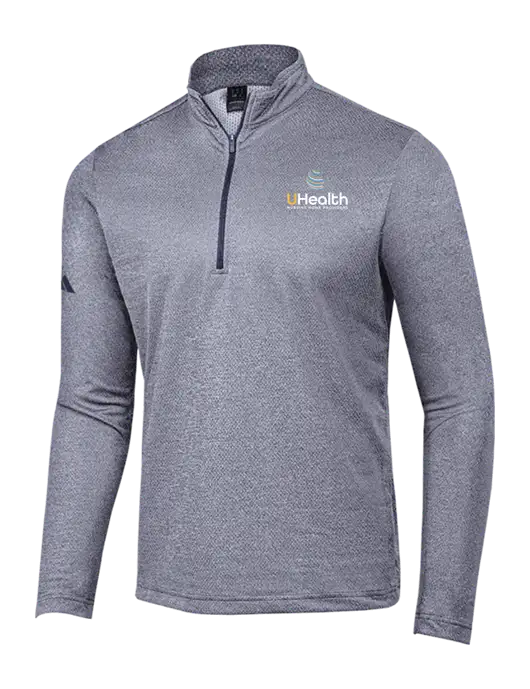 Adidas Navy Melange Space Dyed Quarter-Zip Pullover w/Uhealth Logo