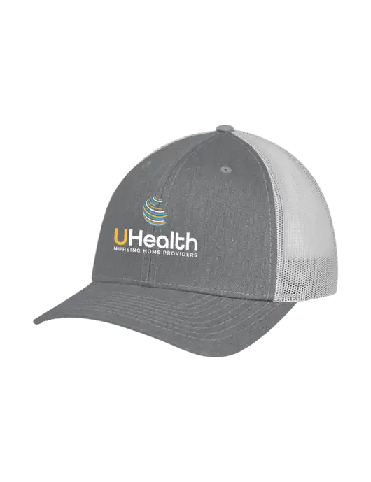Richardson Adjustable Snapback Original 112 Trucker Cap Heather Grey w/Light Grey Mesh w/Uhealth Logo