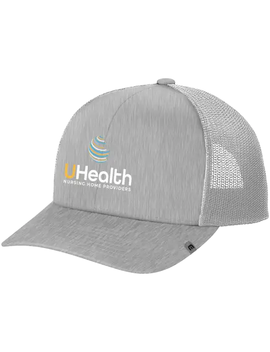 TravisMathew Light Medium Grey Heather Cruz Trucker Cap w/Uhealth Logo