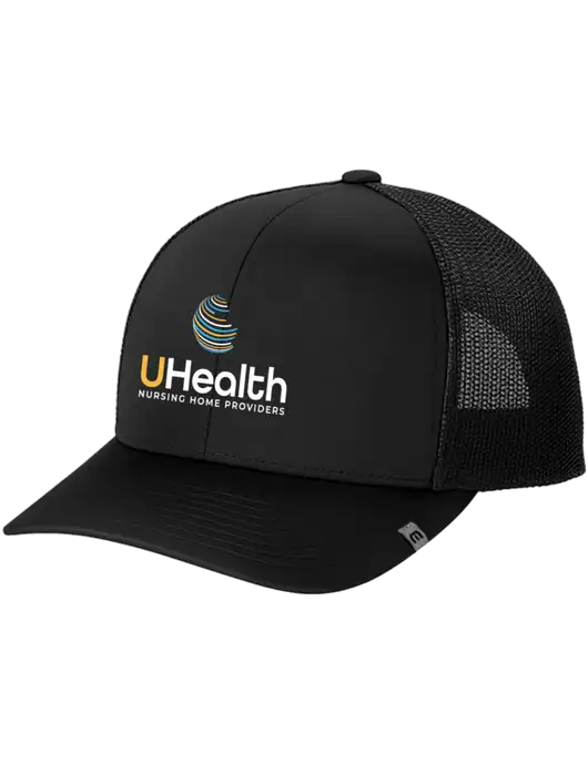 TravisMathew Black Cruz Trucker Cap w/Uhealth Logo
