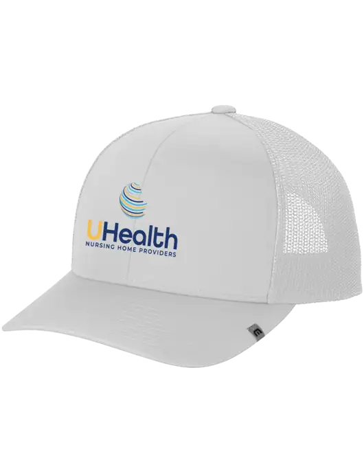 TravisMathew White Cruz Trucker Cap w/Uhealth Logo