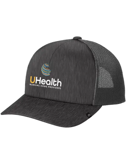 TravisMathew Very Dark Grey Heather Cruz Trucker Cap w/Uhealth Logo