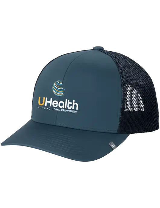 TravisMathew Dark Slate Blue Cruz Trucker Cap w/Uhealth Logo