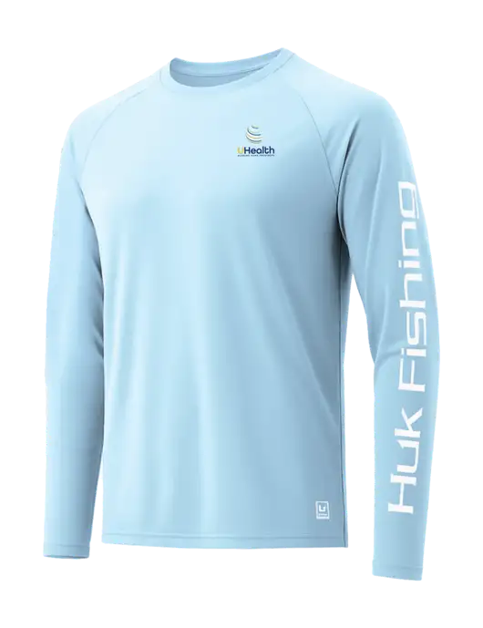 HUK Light Blue LoPro Pursuit Long Sleeve T-Shirt w/Uhealth Logo