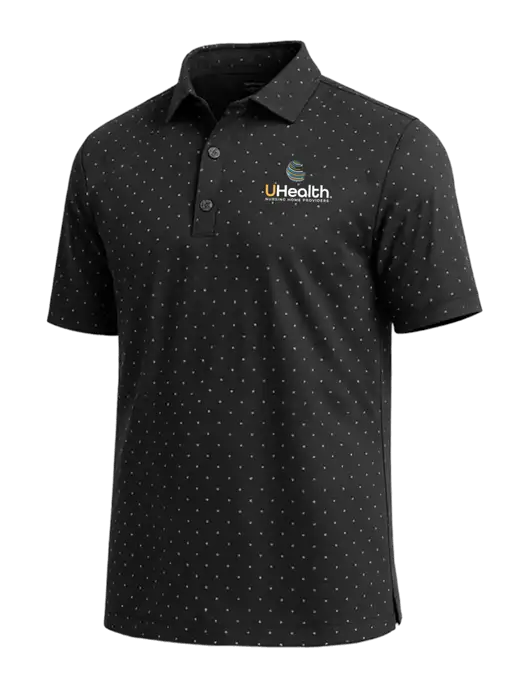 Callaway Micro Chev Black Print Polo w/Uhealth Logo